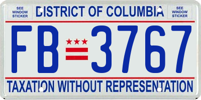 DC license plate FB3767