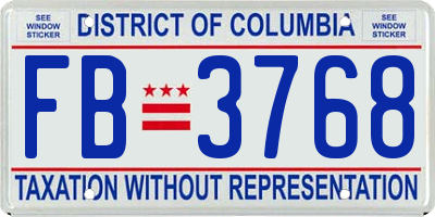 DC license plate FB3768