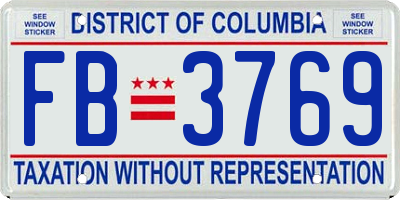 DC license plate FB3769