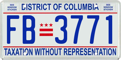 DC license plate FB3771