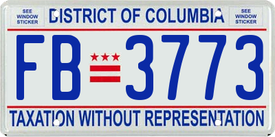 DC license plate FB3773