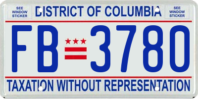 DC license plate FB3780