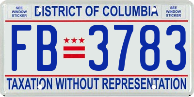 DC license plate FB3783