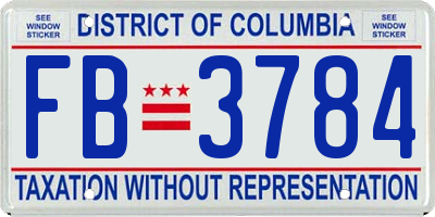 DC license plate FB3784