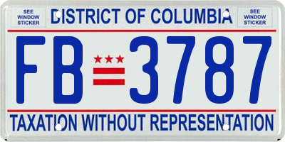 DC license plate FB3787