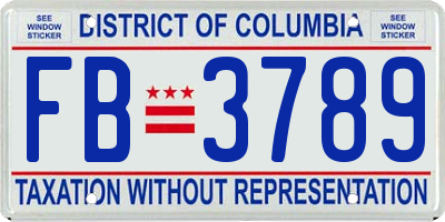 DC license plate FB3789