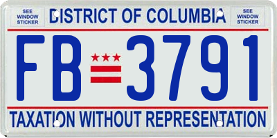 DC license plate FB3791