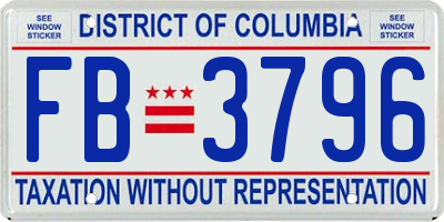 DC license plate FB3796