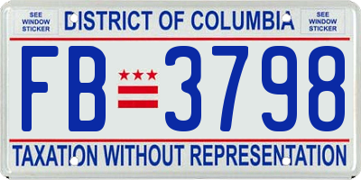 DC license plate FB3798