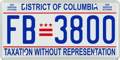 DC license plate FB3800