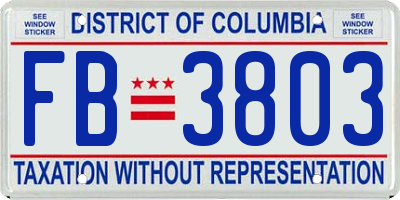 DC license plate FB3803