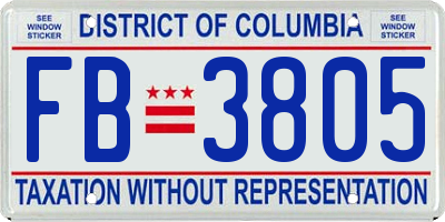 DC license plate FB3805