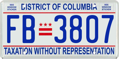 DC license plate FB3807