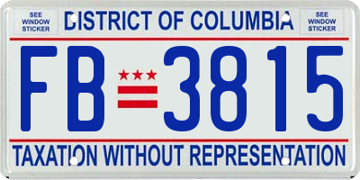 DC license plate FB3815