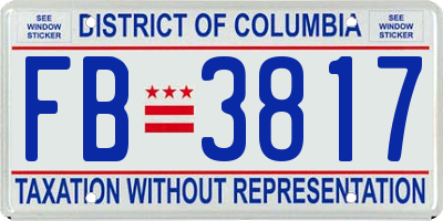 DC license plate FB3817