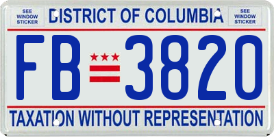 DC license plate FB3820