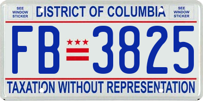 DC license plate FB3825