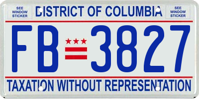 DC license plate FB3827