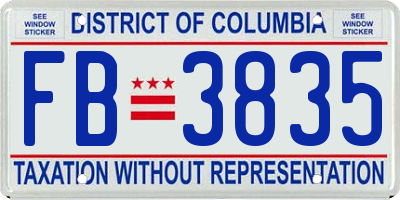 DC license plate FB3835