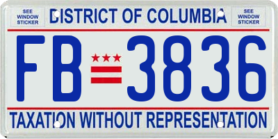 DC license plate FB3836