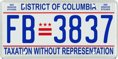 DC license plate FB3837