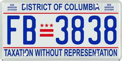 DC license plate FB3838