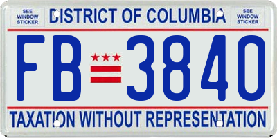 DC license plate FB3840