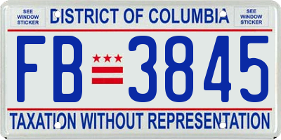 DC license plate FB3845