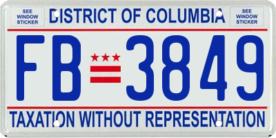 DC license plate FB3849