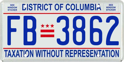 DC license plate FB3862