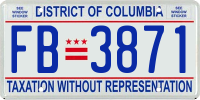 DC license plate FB3871