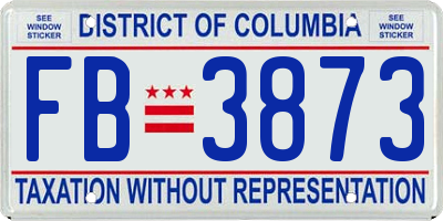 DC license plate FB3873