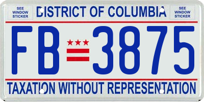 DC license plate FB3875