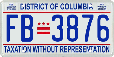 DC license plate FB3876