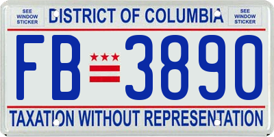 DC license plate FB3890