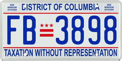 DC license plate FB3898