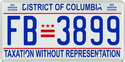 DC license plate FB3899