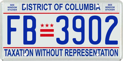 DC license plate FB3902