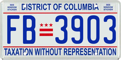 DC license plate FB3903