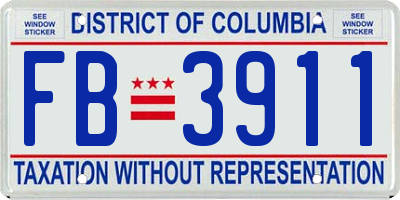 DC license plate FB3911