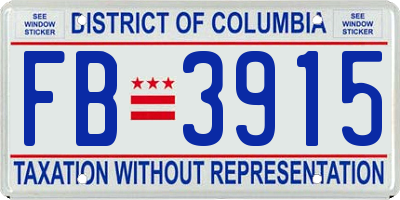 DC license plate FB3915