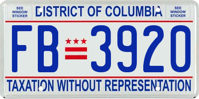 DC license plate FB3920