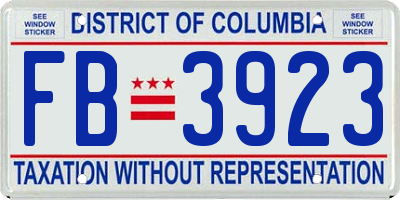 DC license plate FB3923