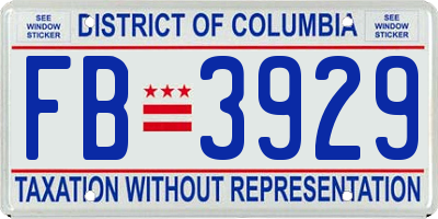 DC license plate FB3929