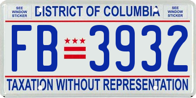 DC license plate FB3932