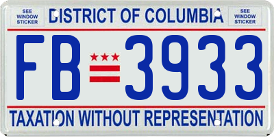 DC license plate FB3933