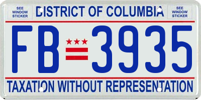 DC license plate FB3935