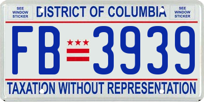 DC license plate FB3939