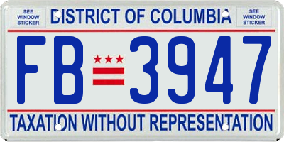 DC license plate FB3947