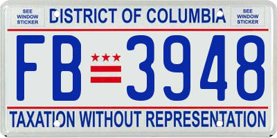 DC license plate FB3948